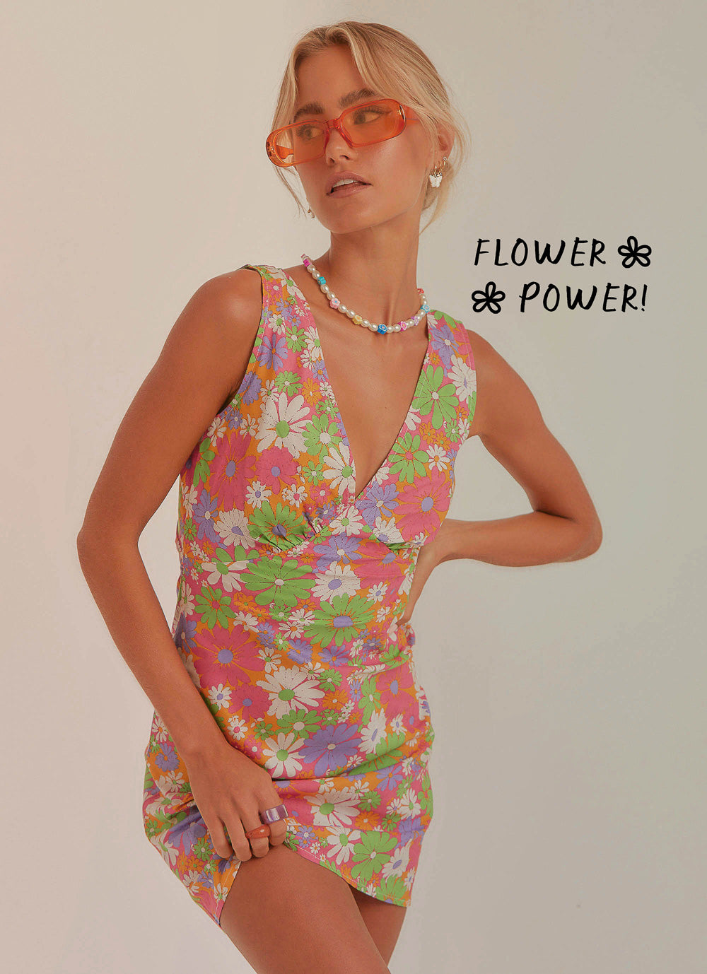 Audrey Vintage Slip Dress - 70s Floral ...